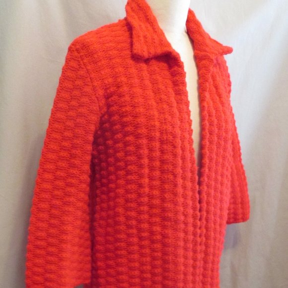 Vintage 1950s Knitted Sweater Clutch COAT RED Valentines Day LARGE - Picture 5 of 7